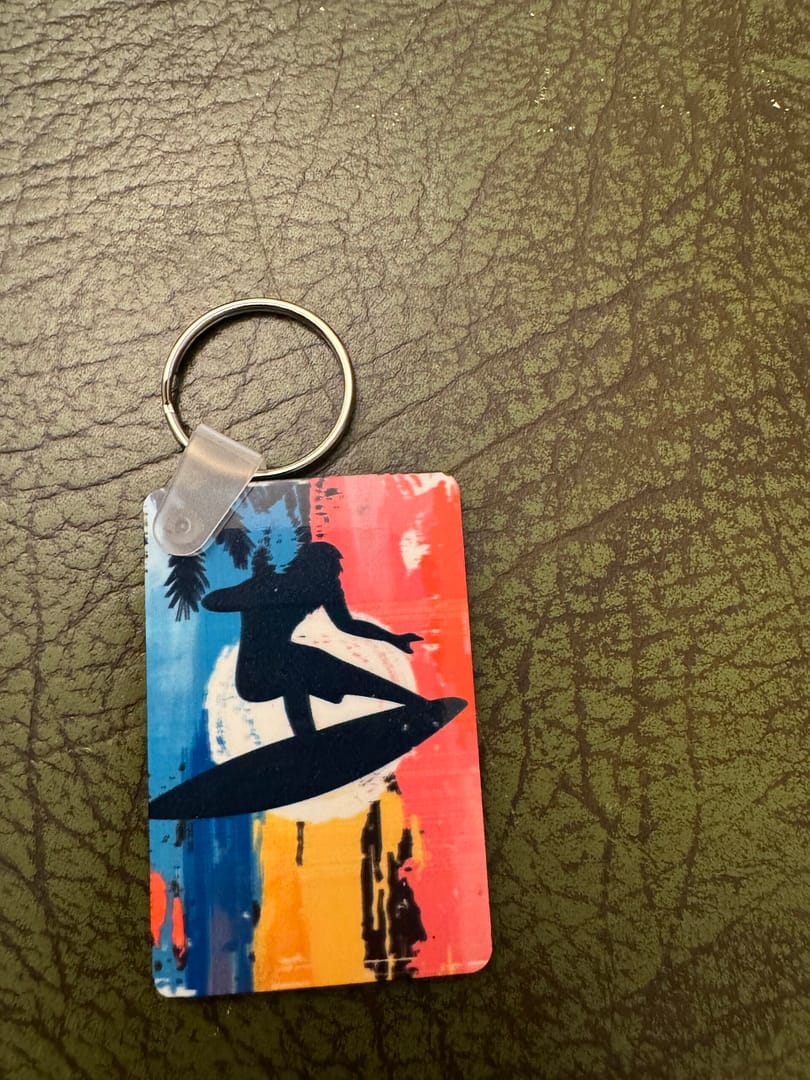 Surfer in the Sunset Key Ring
