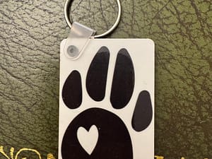 Dog Paw with Heart Tree Key Ring