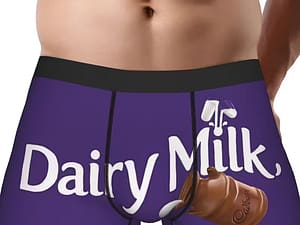Men’s Boxer Briefs – Funny Dairy Milk Design (Purple)