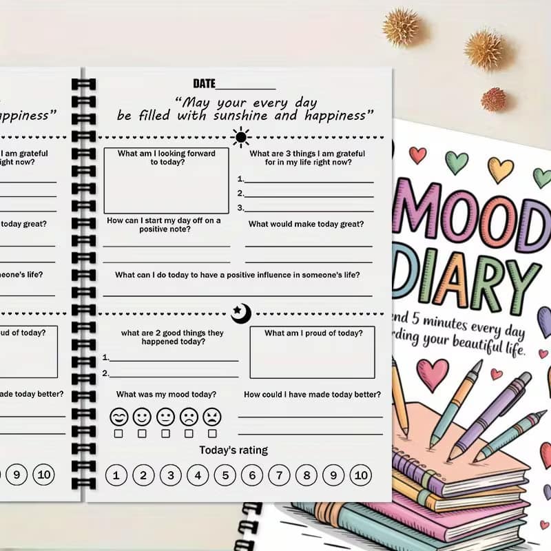 Book Self-Care Emotional Journal – Spiral Bound A5 Mood Diary - Image 5