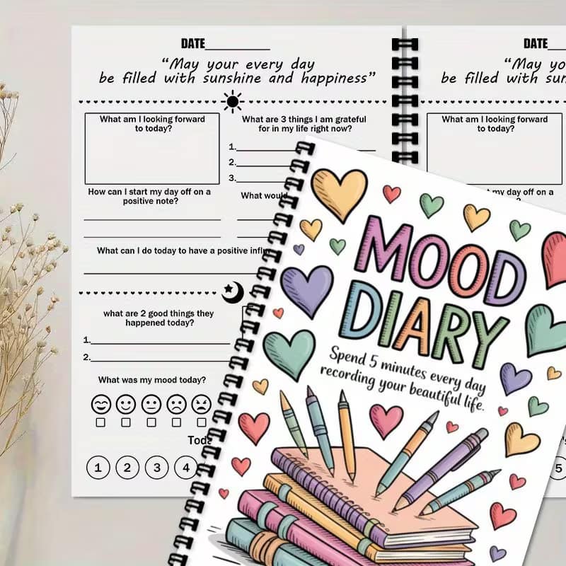 Book Self-Care Emotional Journal – Spiral Bound A5 Mood Diary - Image 3