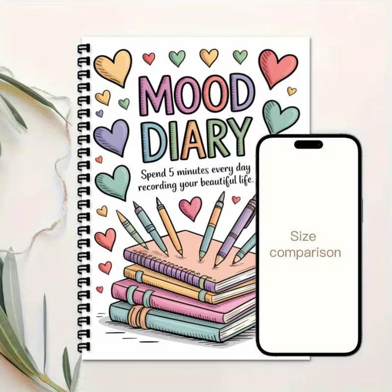 Book Self-Care Emotional Journal – Spiral Bound A5 Mood Diary - Image 2