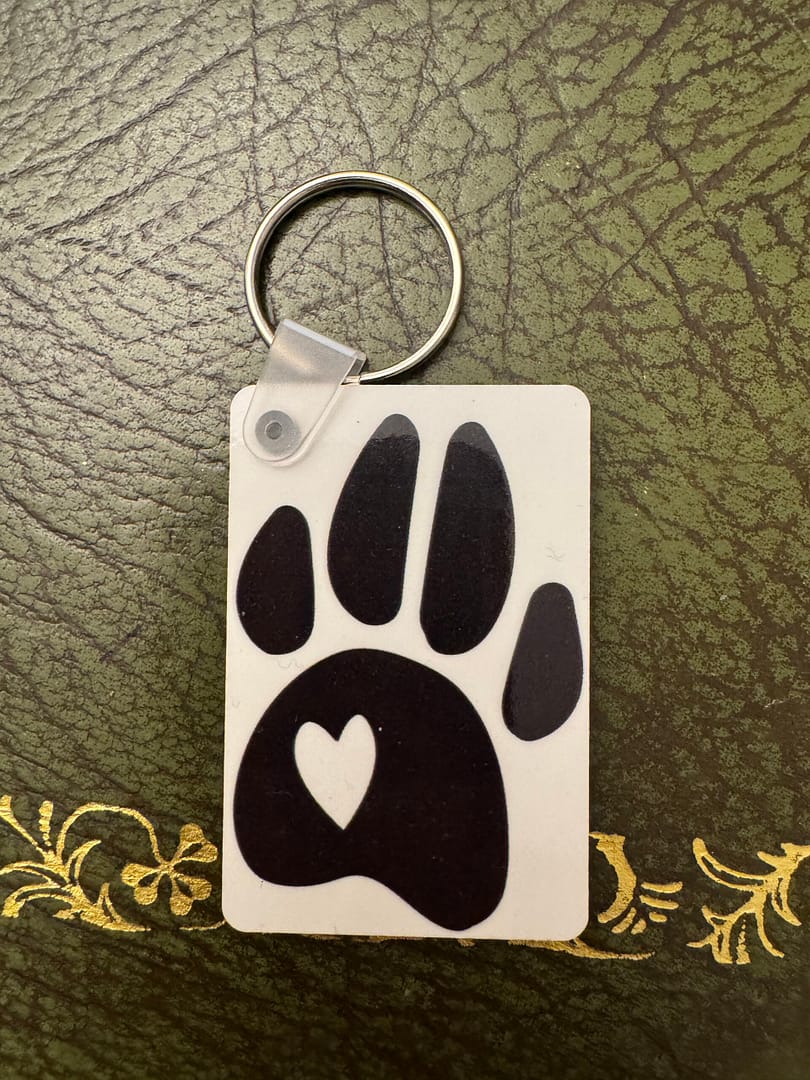 Dog Paw with Heart Tree Key Ring